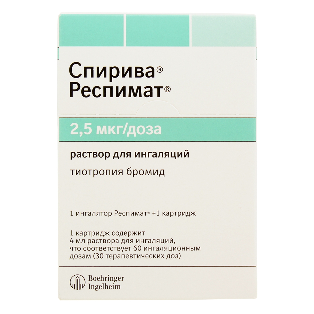 СПИРИВА РЕСПИМАТ Р-Р Д/ИНГ 2.5МКГ/ДОЗА КАРТР 4МЛ 60ДОЗ С ИНГ