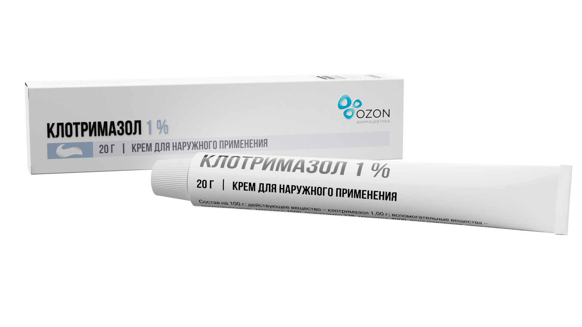 КЛОТРИМАЗОЛ КРЕМ НАРУЖ 1% 20Г