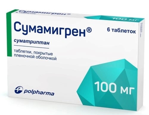 СУМАМИГРЕН ТАБ П/О 100МГ №6