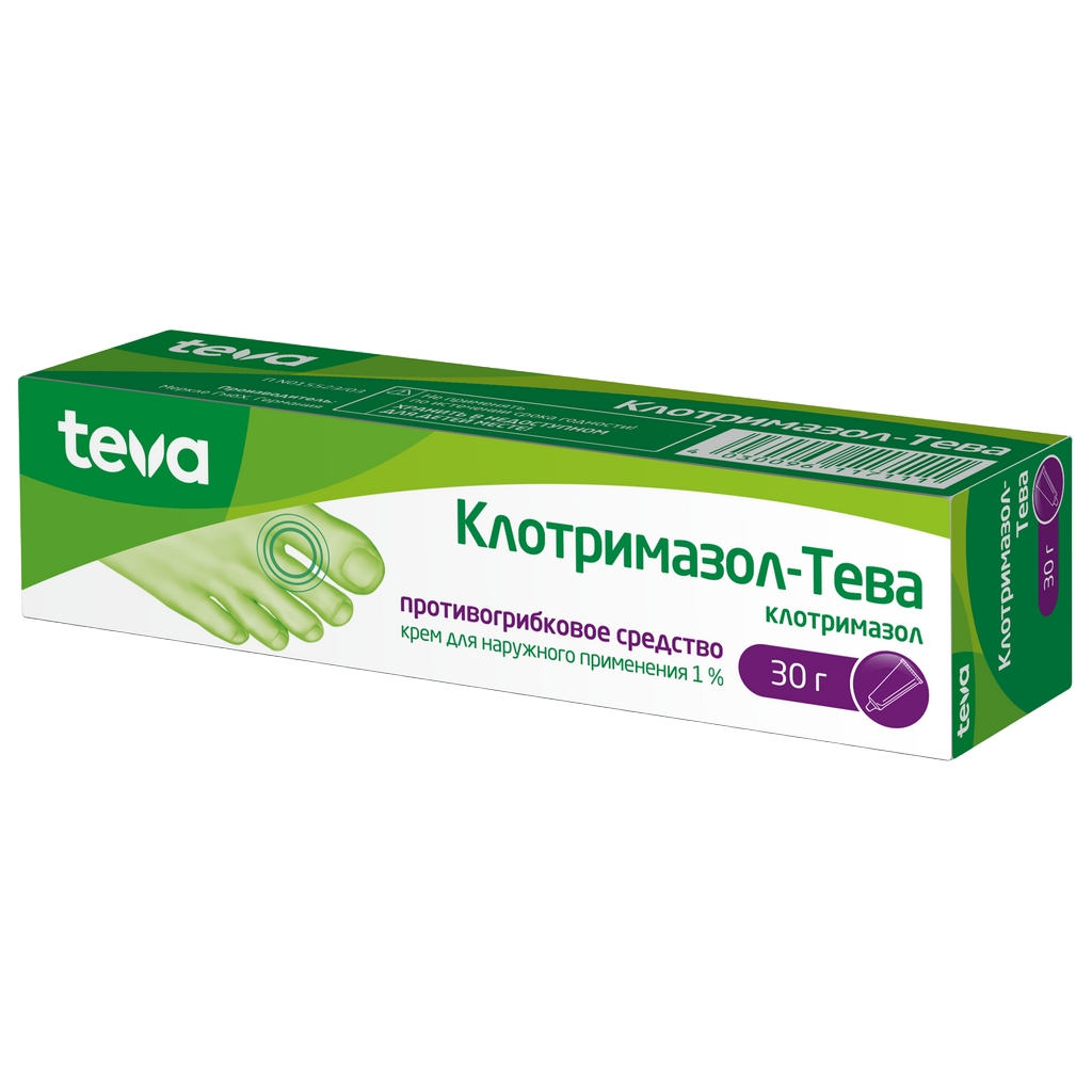 КЛОТРИМАЗОЛ-ТЕВА КРЕМ 1% 30Г