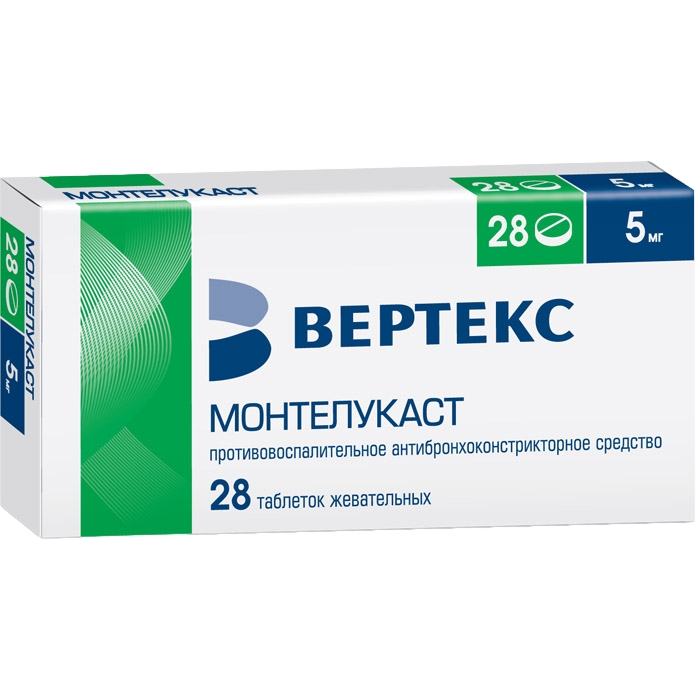 МОНТЕЛУКАСТ ТАБ ЖЕВАТ 5МГ №28