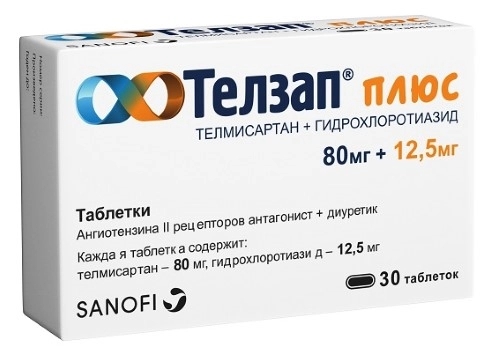 ТЕЛЗАП ПЛЮС ТАБ 80МГ+12,5МГ №30