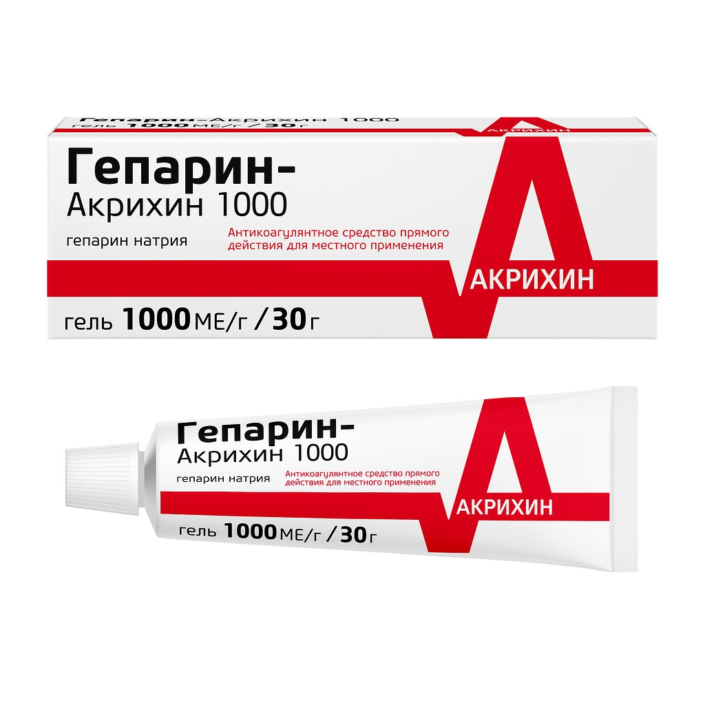 ГЕПАРИН-АКРИХИН ГЕЛЬ 1000ЕД ТУБА 30Г