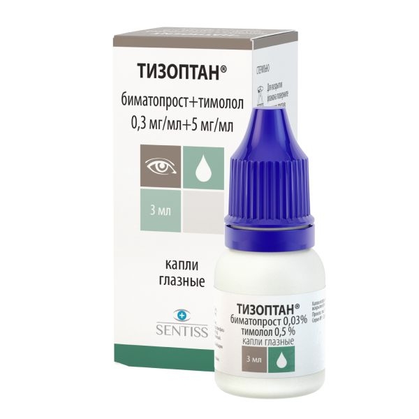 ТИЗОПТАН КАПЛИ ГЛАЗНЫЕ 0,3МГ/МЛ+5МГ/МЛ ФЛ 3МЛ
