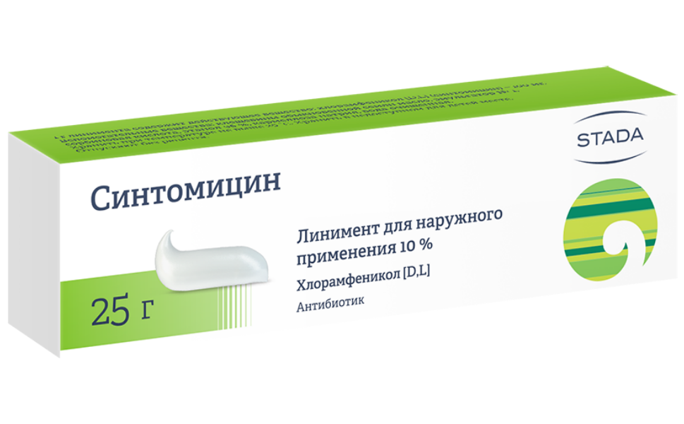 СИНТОМИЦИН ЛИНИМЕНТ Д/НАРУЖ 10% 25Г ТУБА