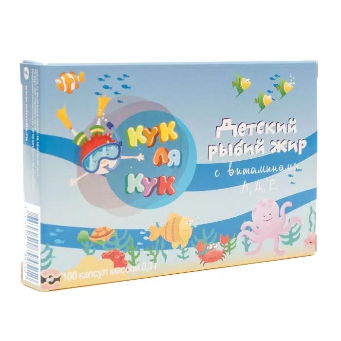 РЫБИЙ ЖИР ДЕТСКИЙ КУК ЛЯ КУК С ВИТ А/Д/Е КАПС №100 БАД