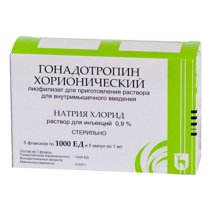 ГОНАДОТРОПИН ХОРИОНИЧЕСКИЙ ЛИОФ Д/Р-РА В/М 1000ЕД ФЛ №5 +Р-ЛЬ