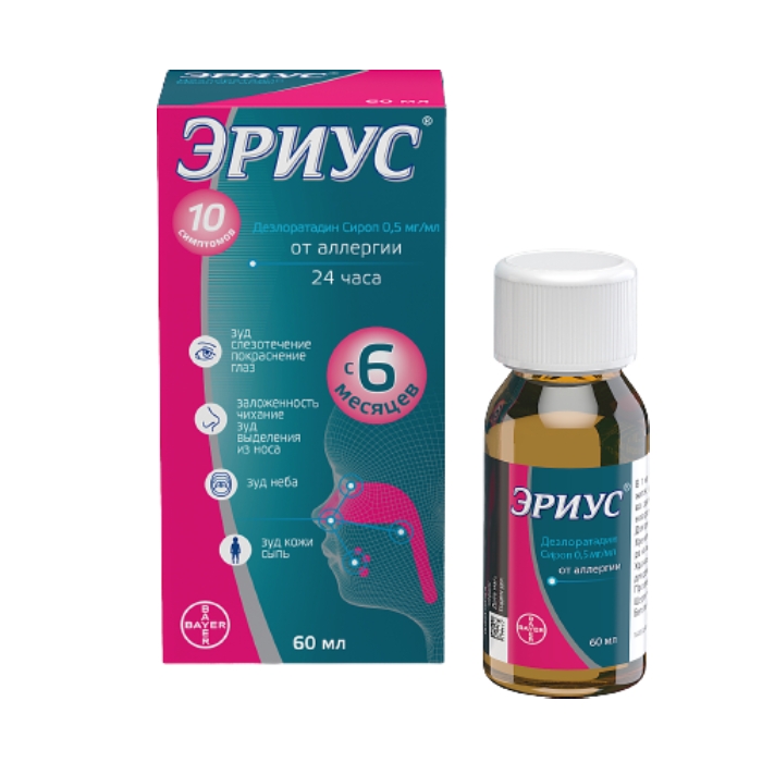 ЭРИУС Р-Р ВНУТРЬ 50МГ/МЛ 60МЛ