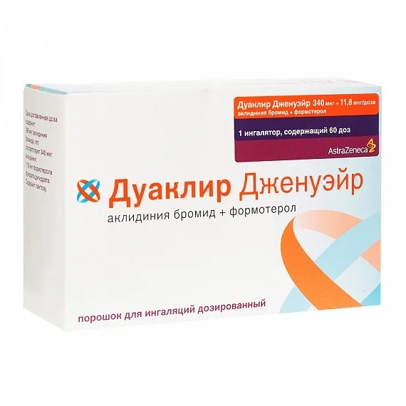 ДУАКЛИР ДЖЕНУЭЙР ПОР Д/ИНГ ДОЗИР 340МКГ+11,8МКГ/ДОЗА 60ДОЗ