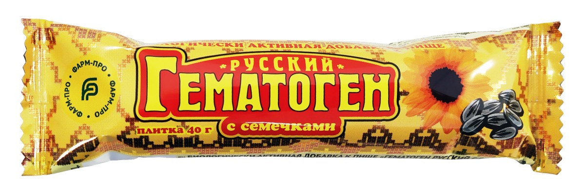 ГЕМАТОГЕН РУССКИЙ С СЕМЕЧКАМИ 40Г