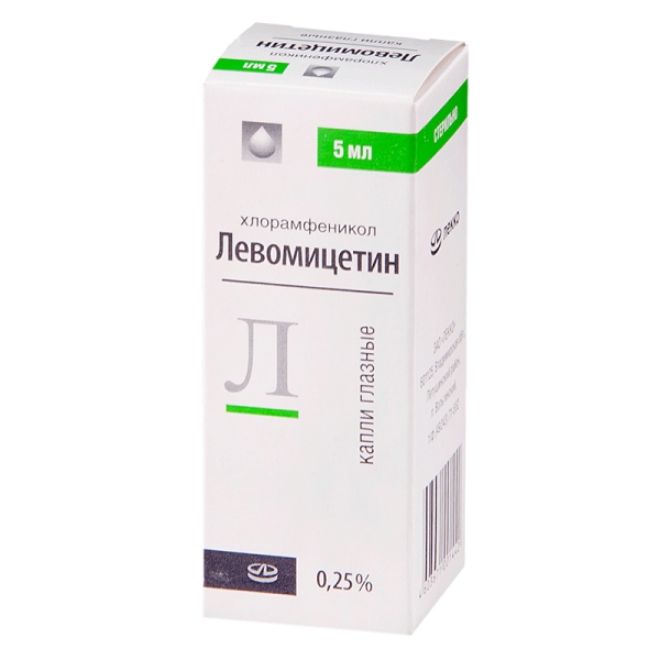 ЛЕВОМИЦЕТИН КАПЛИ ГЛАЗНЫЕ 0,25% ФЛ/КАП 5МЛ