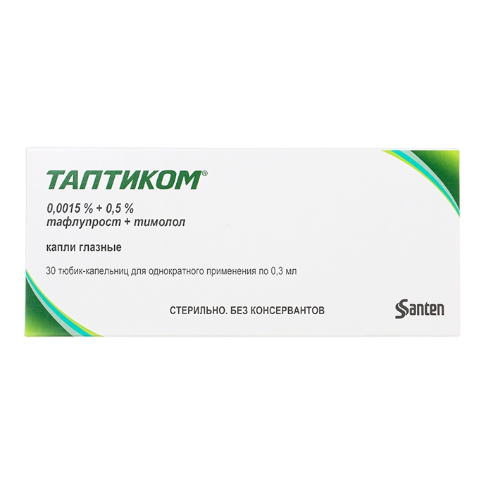 ТАПТИКОМ КАПЛИ ГЛАЗНЫЕ 0,0015%+0,5% ТЮБ/КАП 0,3МЛ №30