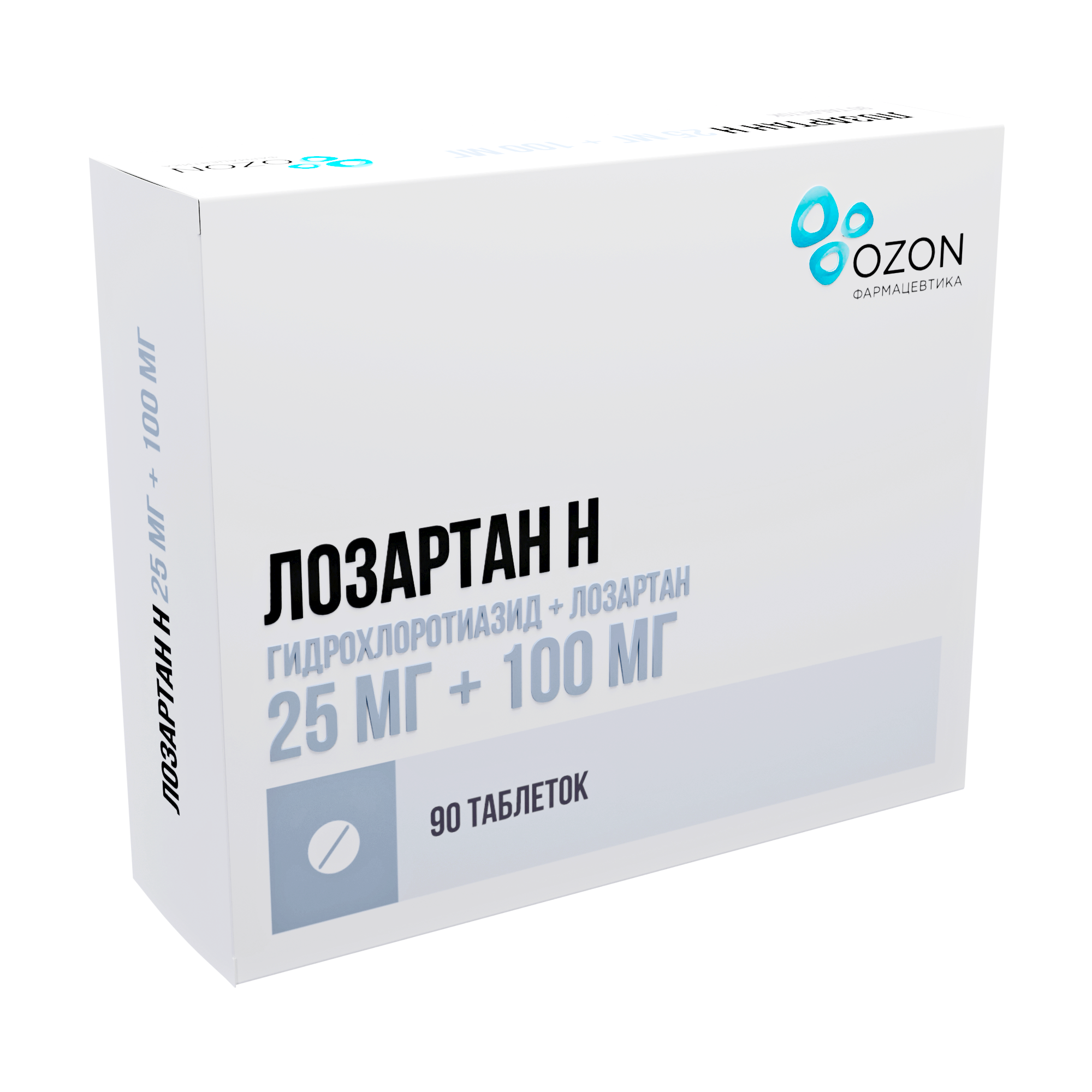 ЛОЗАРТАН Н ТАБ П/П/О 25МГ+100МГ №90