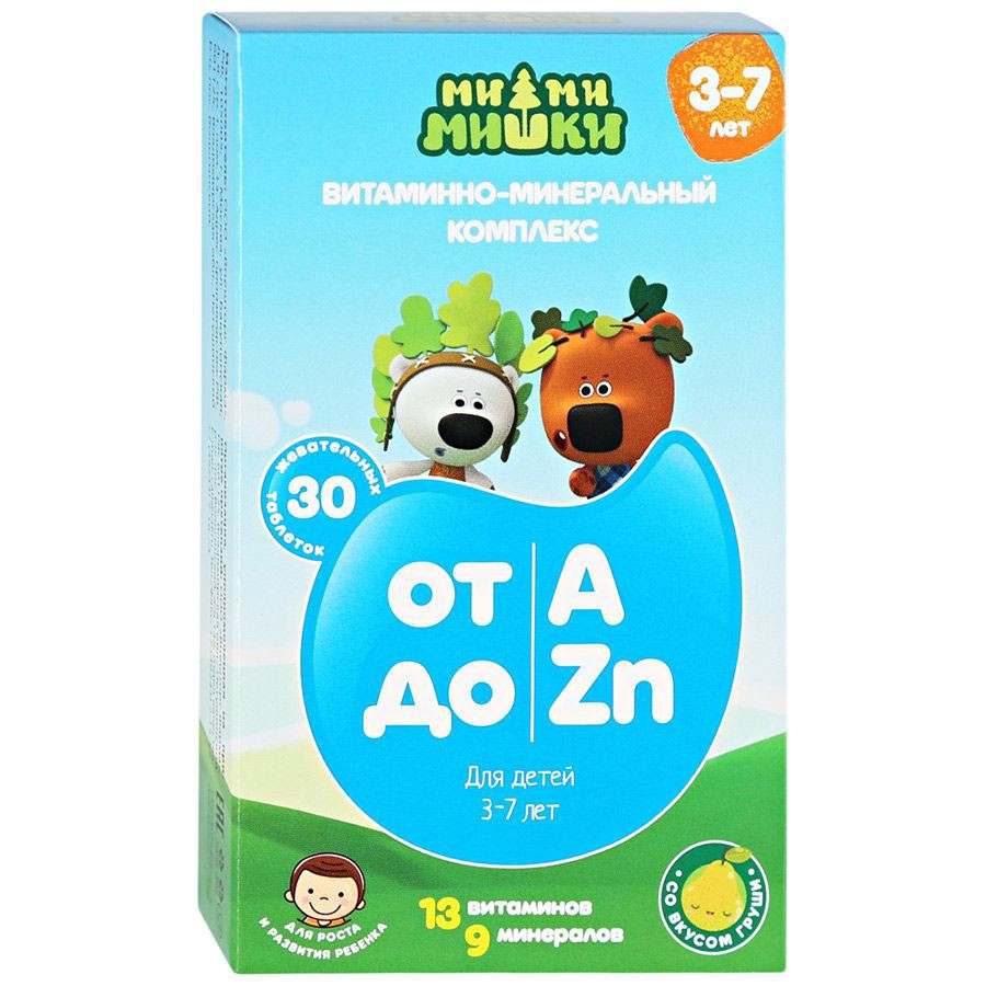 МИ-МИ-МИШКИ ВИТАМИННО-МИНЕРАЛЬНЫЙ КОМПЛЕКС ОТ А ДО ZN Д/ДЕТЕЙ 3-7ЛЕТ ТАБ ЖЕВАТ №30